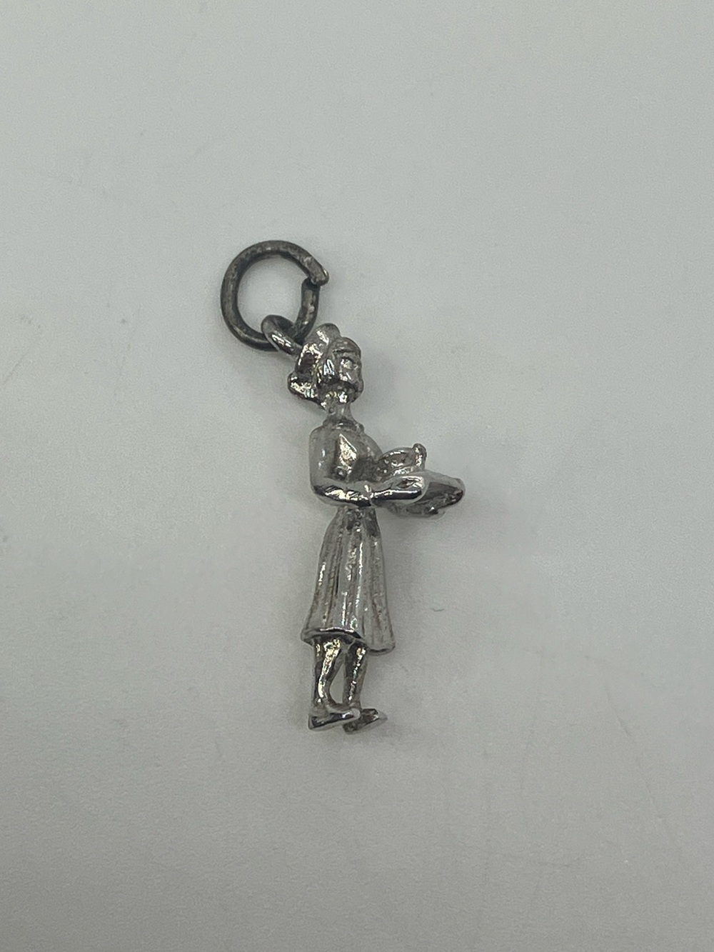 Vtg 925 Sterling Silver Nurse RN Candy Striper Holding Tray Medical Charm